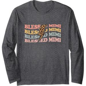 image:imageBlessed Mimi  Grandmother Mimi and Gigi Gifts Long Sleeve TShirtDark Heather Grey