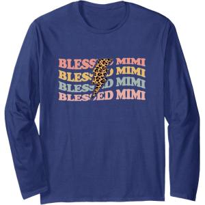 image:imageBlessed Mimi  Grandmother Mimi and Gigi Gifts Long Sleeve TShirtNavy Blue