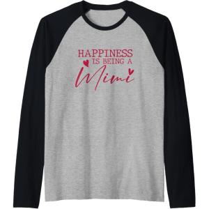 image:imageHappiness is being a Mimi  Grandmother Mimi and Gigi Gifts Raglan Baseball TeeBlackAthletic Heather