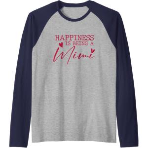 image:imageHappiness is being a Mimi  Grandmother Mimi and Gigi Gifts Raglan Baseball TeeNavy BlueAthletic Heather
