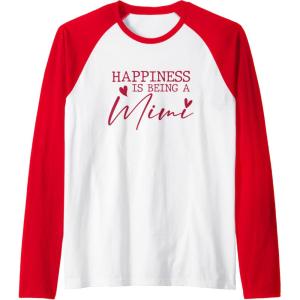 image:imageHappiness is being a Mimi  Grandmother Mimi and Gigi Gifts Raglan Baseball TeeRedWhite