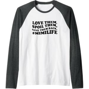 image:imageLove them spoil them Give them back Mimilife Raglan Baseball TeeDark Heather GreyWhite
