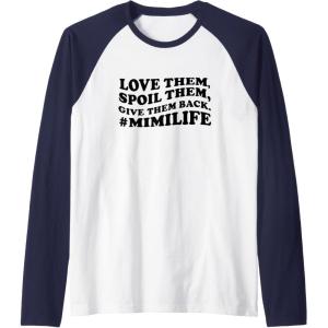 image:imageLove them spoil them Give them back Mimilife Raglan Baseball TeeNavy BlueWhite