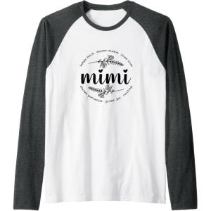 image:imageMimi  Grandmother Mimi and Gigi Gifts Raglan Baseball TeeDark Heather GreyWhite