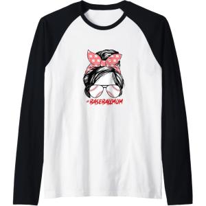 image:imageBaseballMom  Baseball Mom Gifts Raglan Baseball TeeBlackWhite