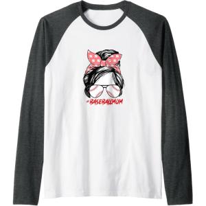 image:imageBaseballMom  Baseball Mom Gifts Raglan Baseball TeeDark Heather GreyWhite