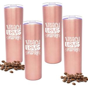 image:imageBrooke amp Jess Designs Teacher Gifts for Women  Teacher Mug Tumbler Cup  Teacher Appreciation Gifts Gift Ideas for Birthday New Teachers Teach Love Inspire 20 oz 4 Pack