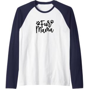 image:imageFur Mama Gift for Pet Dog and Cat Lovers Raglan Baseball TeeNavy BlueWhite
