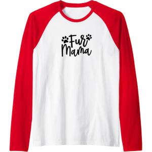 image:imageFur Mama Gift for Pet Dog and Cat Lovers Raglan Baseball TeeRedWhite