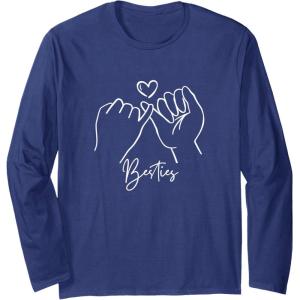 image:imageBesties Pinky Swear Bestfriend Gifts Sisterhood Gift Long Sleeve TShirtNavy Blue
