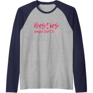 image:imageBesties Since Birth Gifts Bestfriend Gifts Sisterhood Gift Raglan Baseball TeeNavy BlueAthletic Heather