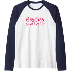 image:imageBesties Since Birth Gifts Bestfriend Gifts Sisterhood Gift Raglan Baseball TeeNavy BlueWhite