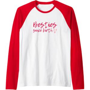 image:imageBesties Since Birth Gifts Bestfriend Gifts Sisterhood Gift Raglan Baseball TeeRedWhite