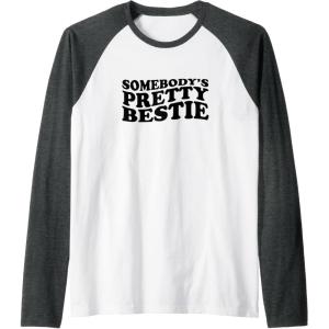 image:imageSomebodys Pretty Bestie Bestfriend Gifts Sisterhood Gift Raglan Baseball TeeDark Heather GreyWhite