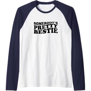 image:imageSomebodys Pretty Bestie Bestfriend Gifts Sisterhood Gift Raglan Baseball TeeNavy BlueWhite
