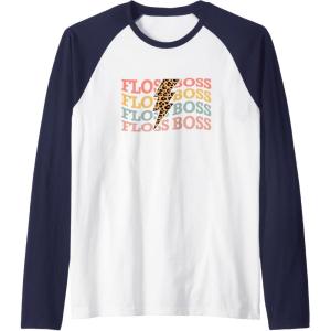 image:imageFloss Boss  Dental Specialist Dental Gifts Raglan Baseball TeeNavy BlueWhite