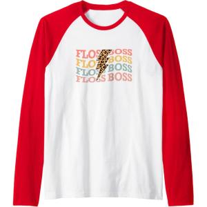 image:imageFloss Boss  Dental Specialist Dental Gifts Raglan Baseball TeeRedWhite