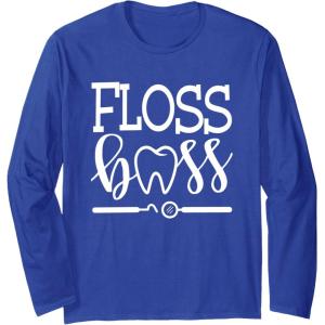 image:imageFloss Boss Dentist Dental Hygienist amp Assistant Gift Long Sleeve TShirtRoyal Blue