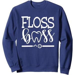 image:imageFloss Boss Dentist Dental Hygienist amp Assistant Gift SweatshirtNavy Blue