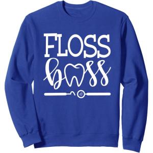 image:imageFloss Boss Dentist Dental Hygienist amp Assistant Gift SweatshirtRoyal Blue