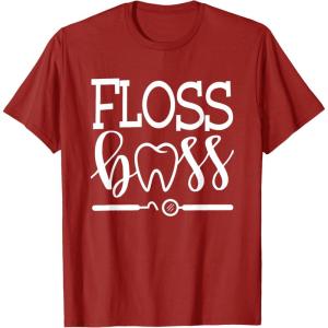 image:imageFloss Boss Dentist Dental Hygienist amp Assistant Gift TShirtCranberry Red