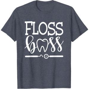 image:imageFloss Boss Dentist Dental Hygienist amp Assistant Gift TShirtHeather Blue