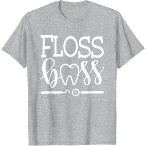 image:imageFloss Boss Dentist Dental Hygienist amp Assistant Gift TShirtHeather Grey
