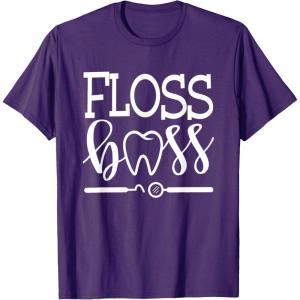 image:imageFloss Boss Dentist Dental Hygienist amp Assistant Gift TShirtPurple