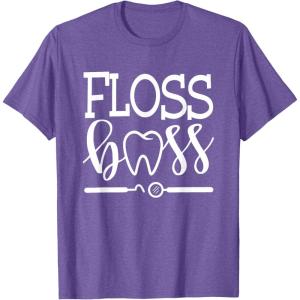 image:imageFloss Boss Dentist Dental Hygienist amp Assistant Gift TShirtPurple Heather
