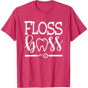 image:imageFloss Boss Dentist Dental Hygienist amp Assistant Gift TShirtRed Heather
