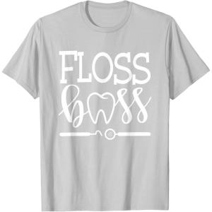 image:imageFloss Boss Dentist Dental Hygienist amp Assistant Gift TShirtSilver Grey