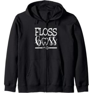 image:imageFloss Boss Dentist Dental Hygienist amp Assistant Gift Zip HoodieBlack