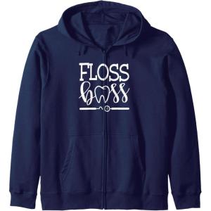 image:imageFloss Boss Dentist Dental Hygienist amp Assistant Gift Zip HoodieNavy Blue