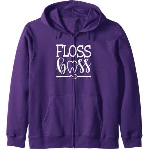 image:imageFloss Boss Dentist Dental Hygienist amp Assistant Gift Zip HoodiePurple