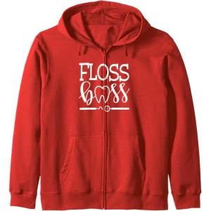image:imageFloss Boss Dentist Dental Hygienist amp Assistant Gift Zip HoodieRed