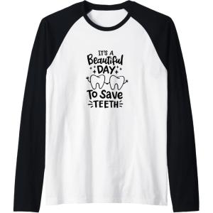 image:imageIts A Beautiful Day to Save Teeth  Dental Specialist Gifts Raglan Baseball TeeBlackWhite