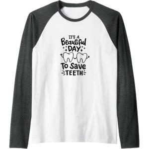 image:imageIts A Beautiful Day to Save Teeth  Dental Specialist Gifts Raglan Baseball TeeDark Heather GreyWhite