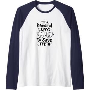 image:imageIts A Beautiful Day to Save Teeth  Dental Specialist Gifts Raglan Baseball TeeNavy BlueWhite
