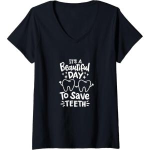 image:imageIts A Beautiful Day to Save Teeth  Dental Specialist Gifts VNeck TShirtBlack