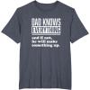 image:imageDad Knows Everything or Makes Something Up  Funny Dad Gift TShirtHeather Blue