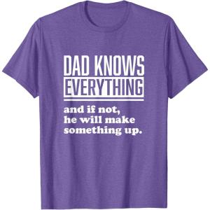 image:imageDad Knows Everything or Makes Something Up  Funny Dad Gift TShirtPurple Heather