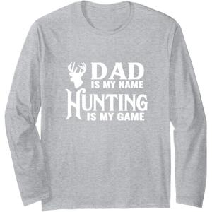image:imageDad is my Name Hunting is My Game  Men Dad Uncle Gift Long Sleeve TShirtHeather Grey
