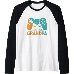 image:imageLeveled Up To Grandpa  Grandpa Gift Raglan Baseball TeeBlackWhite