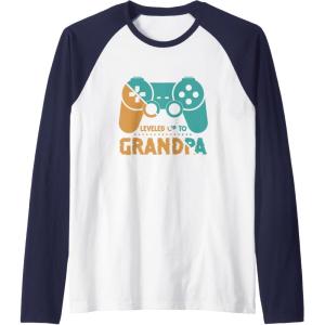 image:imageLeveled Up To Grandpa  Grandpa Gift Raglan Baseball TeeNavy BlueWhite