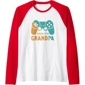image:imageLeveled Up To Grandpa  Grandpa Gift Raglan Baseball TeeRedWhite
