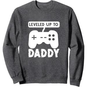 image:imageLevelled Up To Daddy  New Dad Dad To Be Gift SweatshirtDark Heather Grey