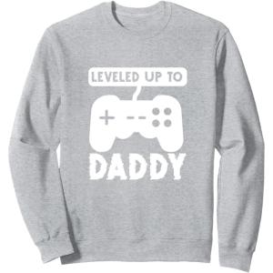 image:imageLevelled Up To Daddy  New Dad Dad To Be Gift SweatshirtHeather Grey