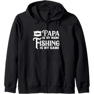 image:imagePapa Is My Name Fishing is My Game Gift for Grandpa Papa Zip HoodieBlack