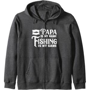 image:imagePapa Is My Name Fishing is My Game Gift for Grandpa Papa Zip HoodieDark Heather Grey