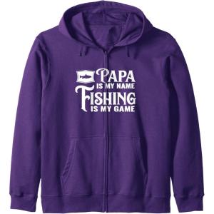 image:imagePapa Is My Name Fishing is My Game Gift for Grandpa Papa Zip HoodiePurple